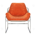 Saddle leather cotton line stainless steel lounge chair